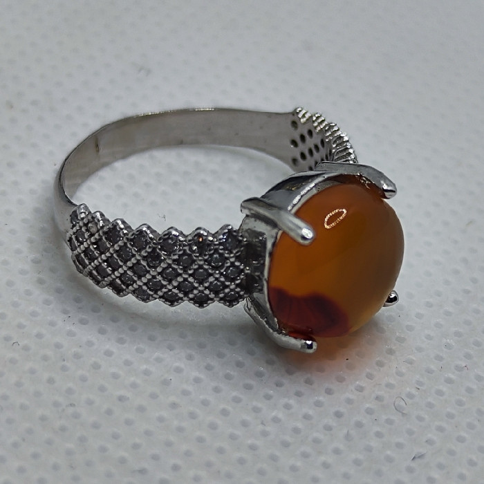 انگشتر نقره زنانه نقره جات بافندگان مدل عقیق یمانی کد 55