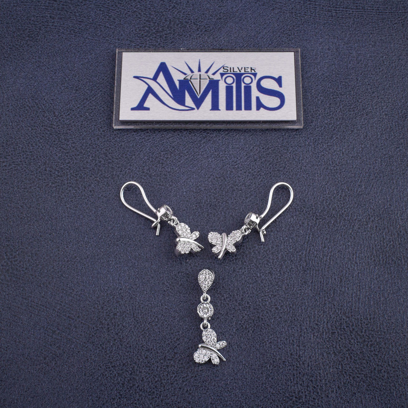 نیم ست نقره زنانه مدل پروانه AVN-N2217