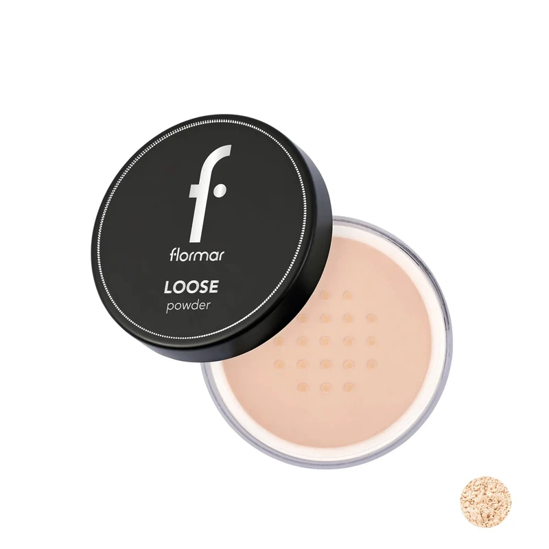 پودر فیکس مات فلورمار مدل Loose رنگ pale sand شماره 001 مناسب انواع پوست حجم 15 گرم