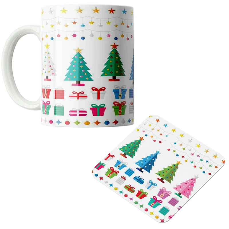 ماگ پاد آفرین مدل کریسمس کد DKC636 به همراه زیر لیوانی