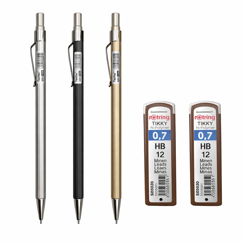 مداد نوکی 0.7 میلی متری تیان هائو کد 6901 به همراه نوک بسته 6 عددی