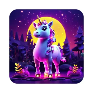 زیر لیوانی کاکتی طرح اسب تک شاخ و یونیکورن مدل mp30725