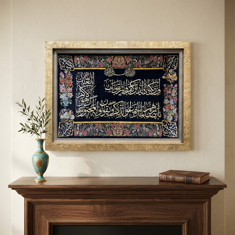 تابلو فرش دستباف طرح وان یکاد کد ۲۱۵۱۰۸۴۶