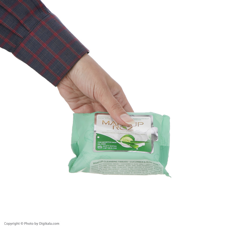 دستمال مرطوب میکاپ رز مدل Fac بسته 25 عددی