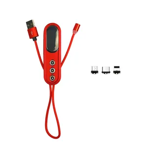 کابل تبدیل مغناطیسی USB به MicroUSB/USB-C/لایتنینگ مدل 3in1 طول 0.3 متر