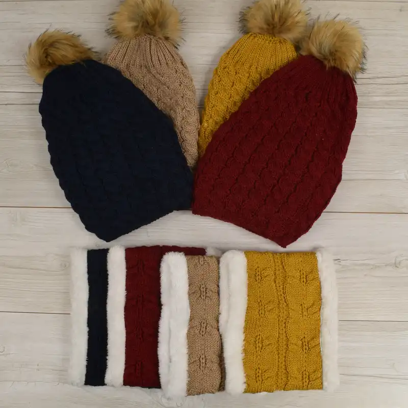 ست کلاه و شال گردن بافتنی بچگانه مدل 4350