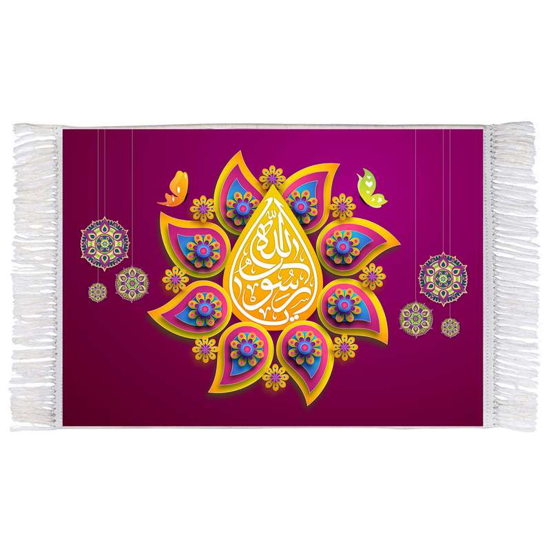 فرش ماشینی دیوارکوب اطلس آبی مدل رسول الله کد T4045 