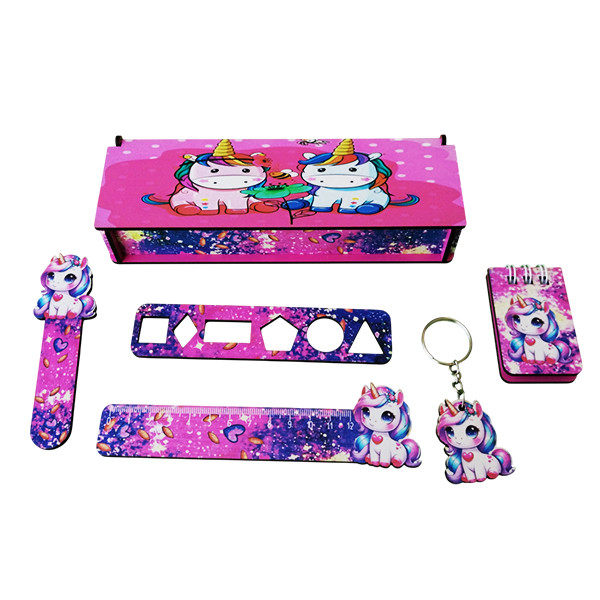 بسته لوازم تحریر مدل چوبی طرح تک شاخ کد 06 مجموعه 6 عددی