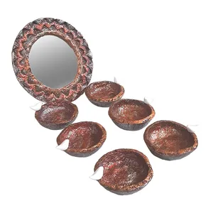 مجموعه ظروف هفت سین 7 پارچه مدل دایره ای طرح مرغ آمین کد 99-90
