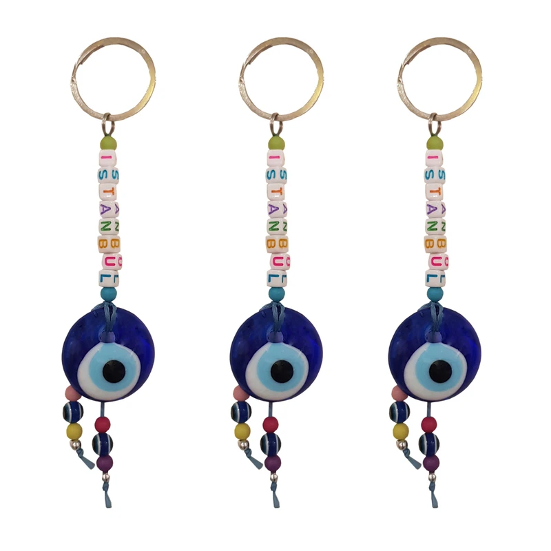 جاکلیدی مدل چشم نظر حروف استانبول کد 218 بسته 3 عددی 