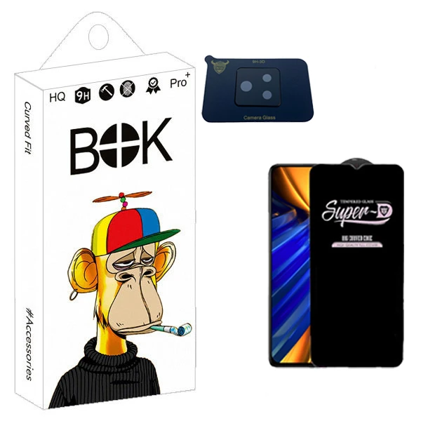 محافظ صفحه نمایش بوک مدل SuperD مناسب برای گوشی موبایل شیائومی Poco F4 به همراه محافظ لنز