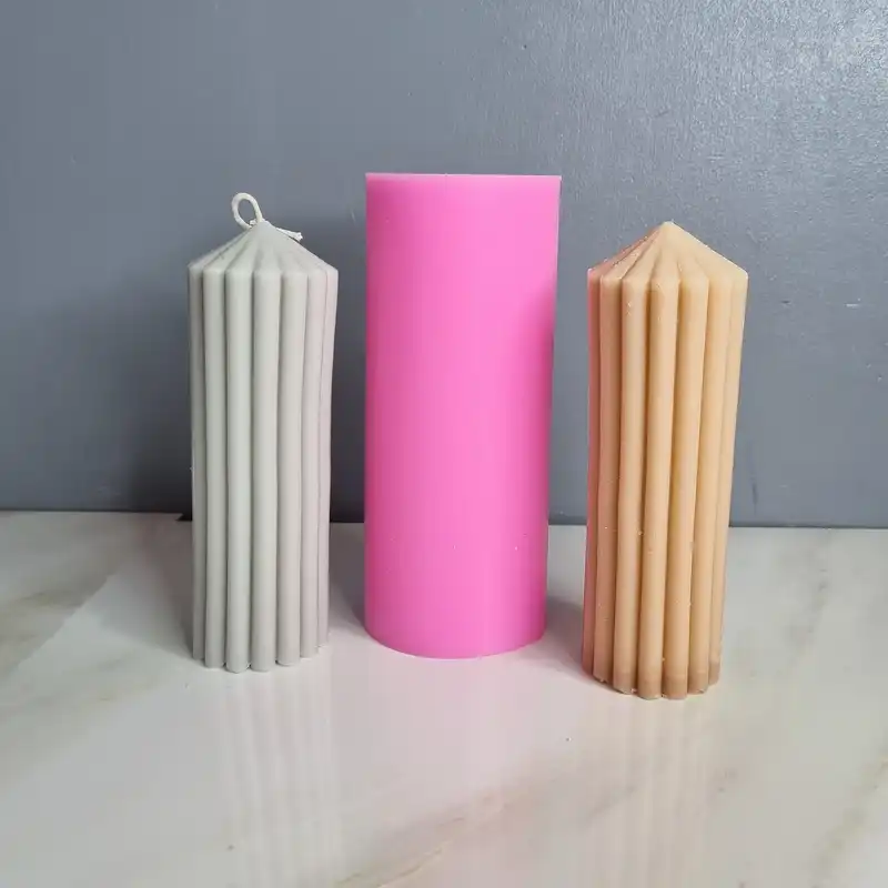 قالب شمع مدل استوانه شیاردار طرح کله قندی کد C 15CM