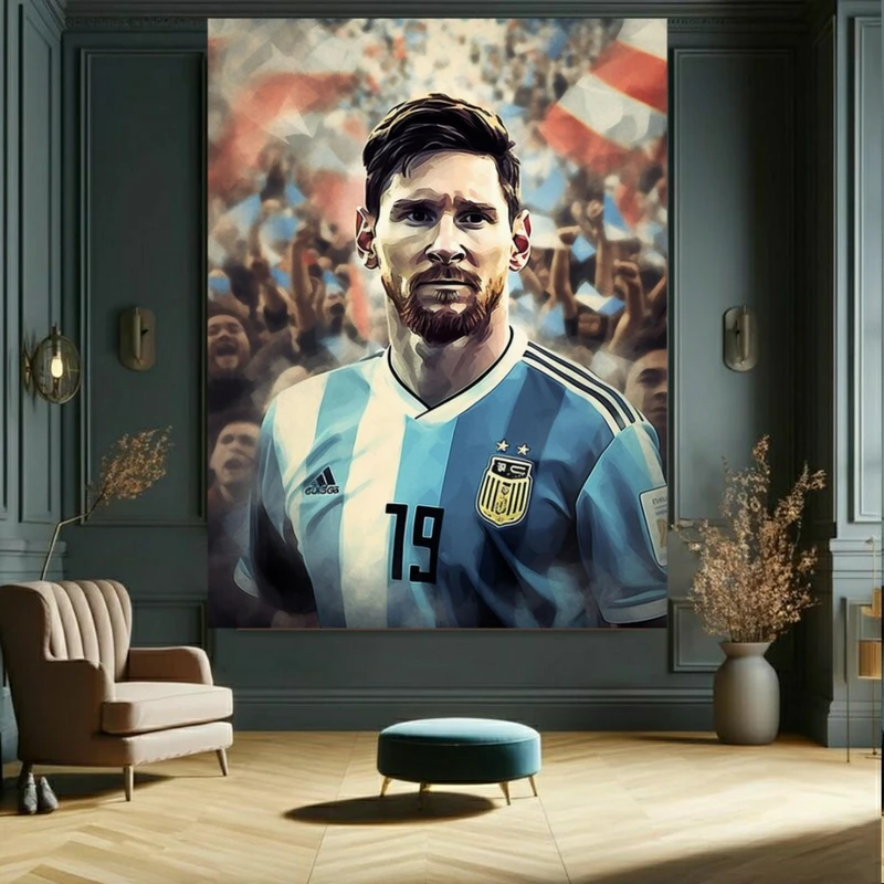 تابلو بوم طرح مخمل هوادران فوتبال مدل مسی کد GR632