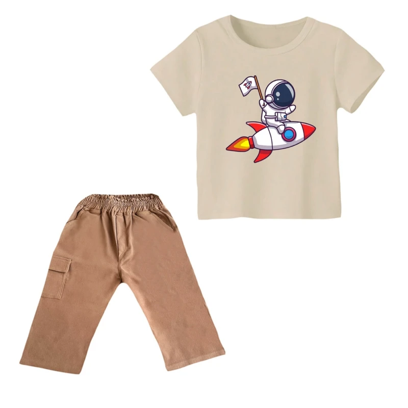 ست تی شرت و شلوارک پسرانه مدل فضانورد کد ۱۷