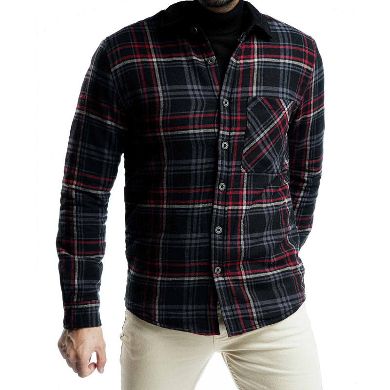 پیراهن آستین بلند مردانه جوتی جینز مدل زمستانی کد 303094 رنگ مشکی