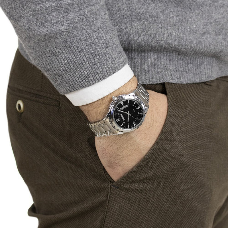 ساعت مچی عقربهای مردانه کوارتز اسکمی مدل 9069SIBK-Verganti به همراه دستبند