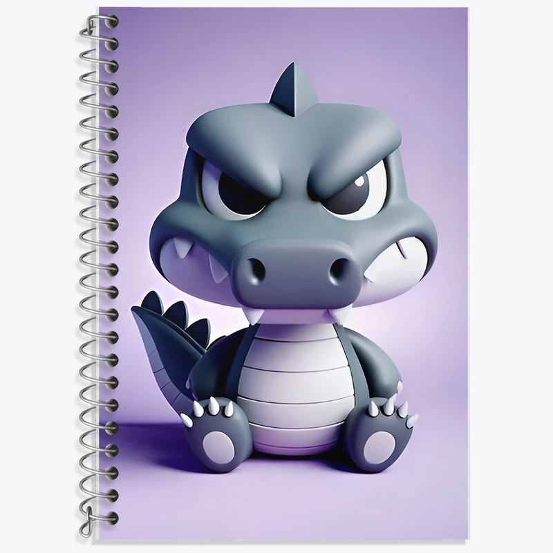 دفتر زبان 50 برگ خندالو مدل دو خط طرح تمساح کیوت کد F7893