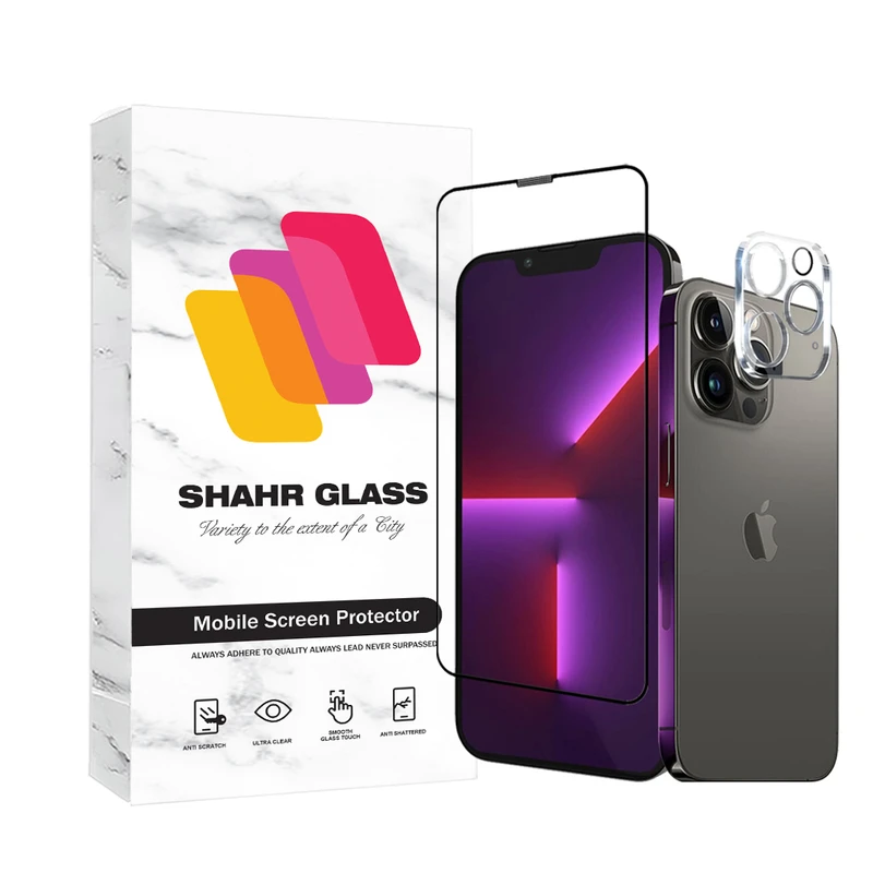  محافظ صفحه نمایش شهر گلس مدل MFUL3DSH مناسب برای گوشی موبایل اپل iPhone 13 Pro به همراه محافظ لنز دوربین