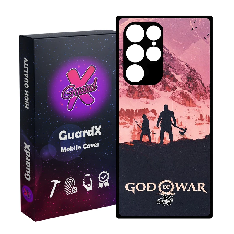 کاور گارد ایکس طرح God of War مدل Glass10075 مناسب برای گوشی موبایل سامسونگ Galaxy S23 Ultra