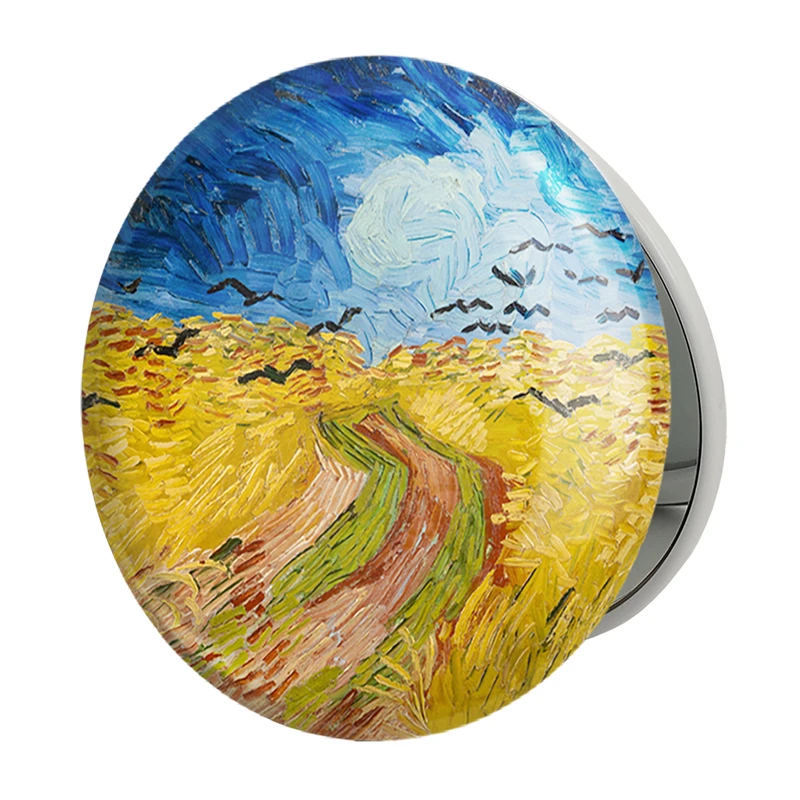 آینه جیبی خندالو طرح مزرعه گندم با کلاغ ها ونسان ونگوگ (Van Gogh) مدل تاشو کد 36802