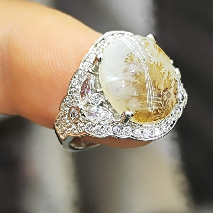 انگشتر نقره زنانه نقره جات بافندگان مدل عقیق شجر کد 101