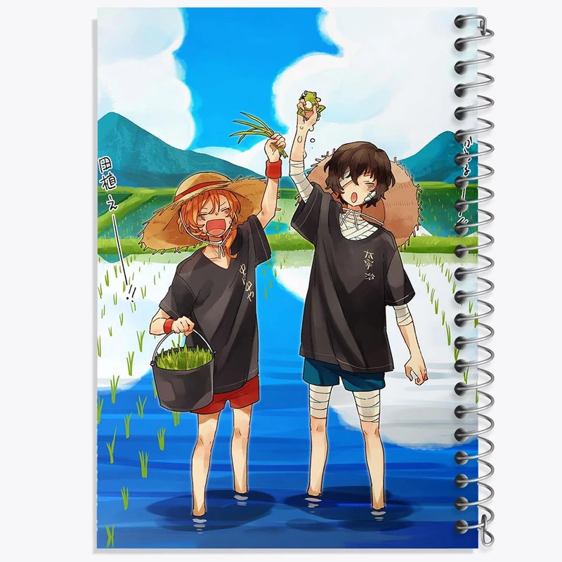 دفتر ژورنال نویسی 50 برگ خندالو مدل نقطه ای طرح چویا و دازای انیمه سگ های ولگرد بانگو کد 11781