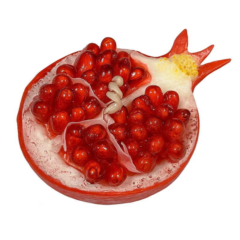 شمع دست ساز بدون بو مدل انار یلدایی زمان اتمام ۱۲ ساعت