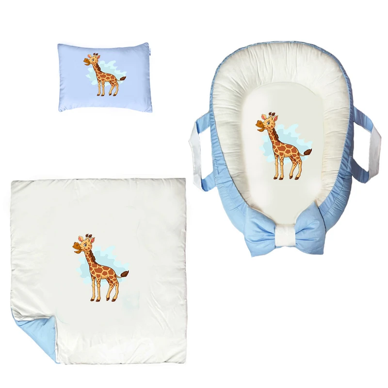 سرویس خواب سه تکه نوزاد ناریکو مدل گارد محافظ دار طرح زرافه کد 0417