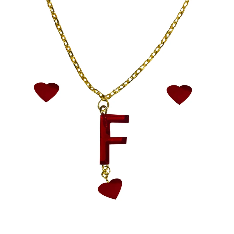 نیم ست زنانه مدل قلب طرح حرف انگلیسی F 