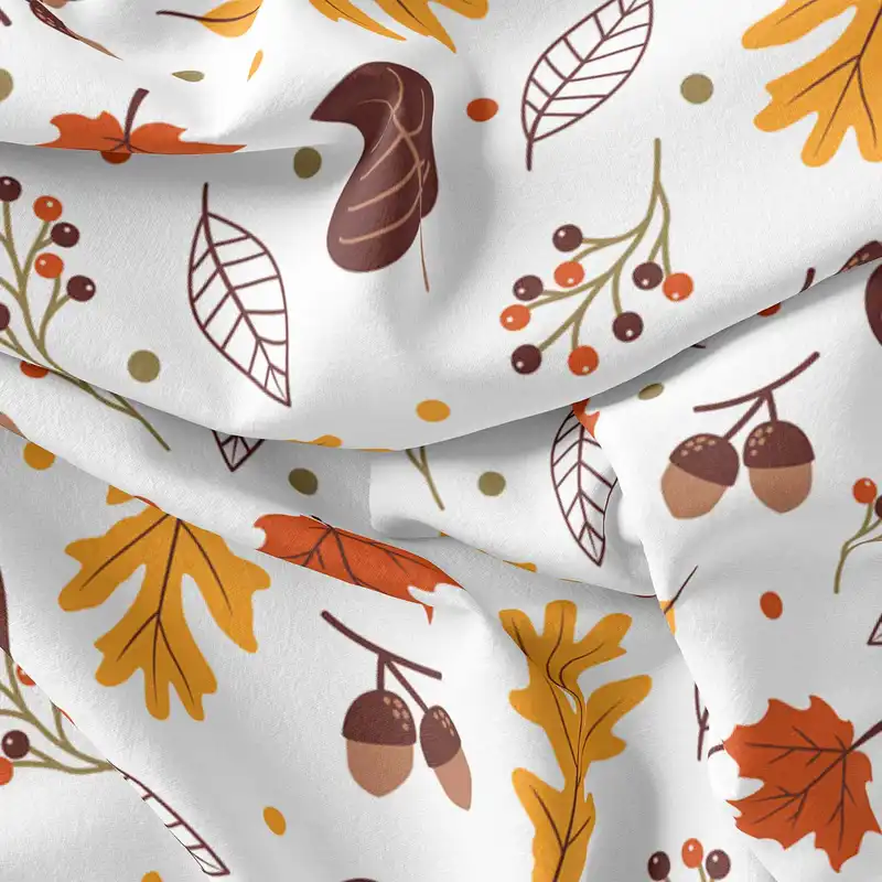 پارچه ملحفه پارچه باما مدل مخمل طرح  برگ پاییزی   کد 5011459