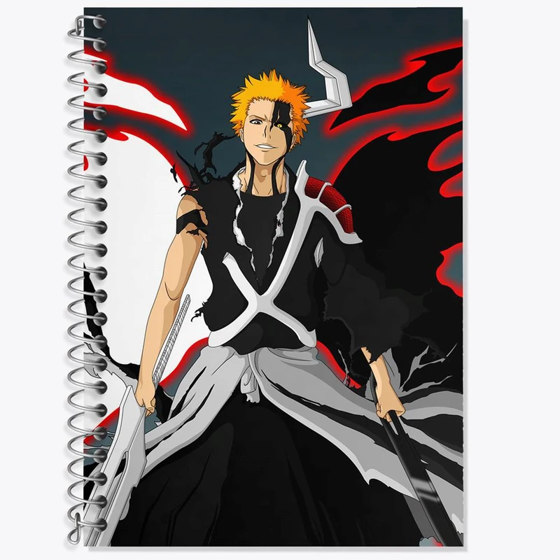 دفتر زبان 50 برگ خندالو مدل دو خط طرح ایچیگو کوروساکی انیمه بلیچ Beach کد 4951