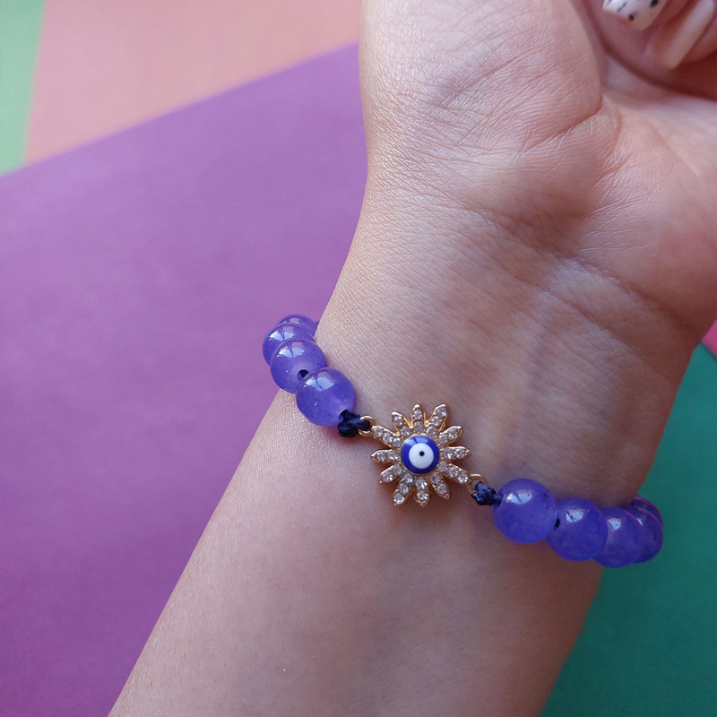 دستبند زنانه مدل چشم نظر طرح خورشید کد HC245