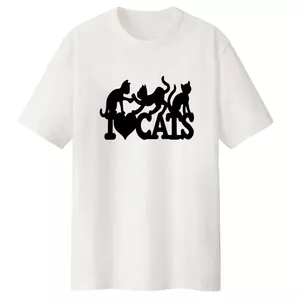 تی شرت لانگ  آستین کوتاه زنانه مدل گربه های دوست داشتنی  کد LL150 S