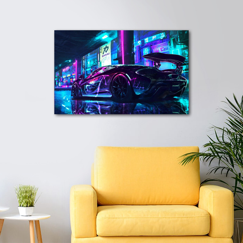 تابلو شاسی عرش مدل طرح ماشین نئونی شبرنگ کد As3437