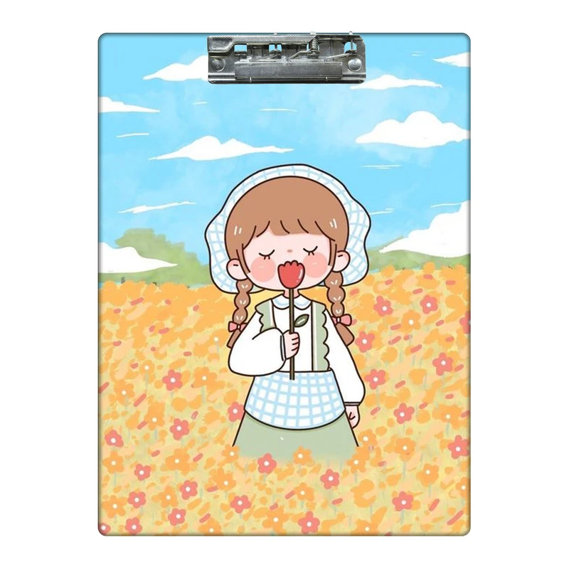 تخته شاسی طرح دختر با گل لاله و اسمان ابری کد  6673641 سایز A4