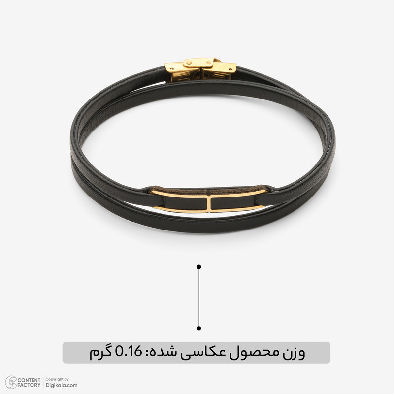 دستبند طلا 18 عیار زنانه با بند چرمی وی گالری مدل AMG3533