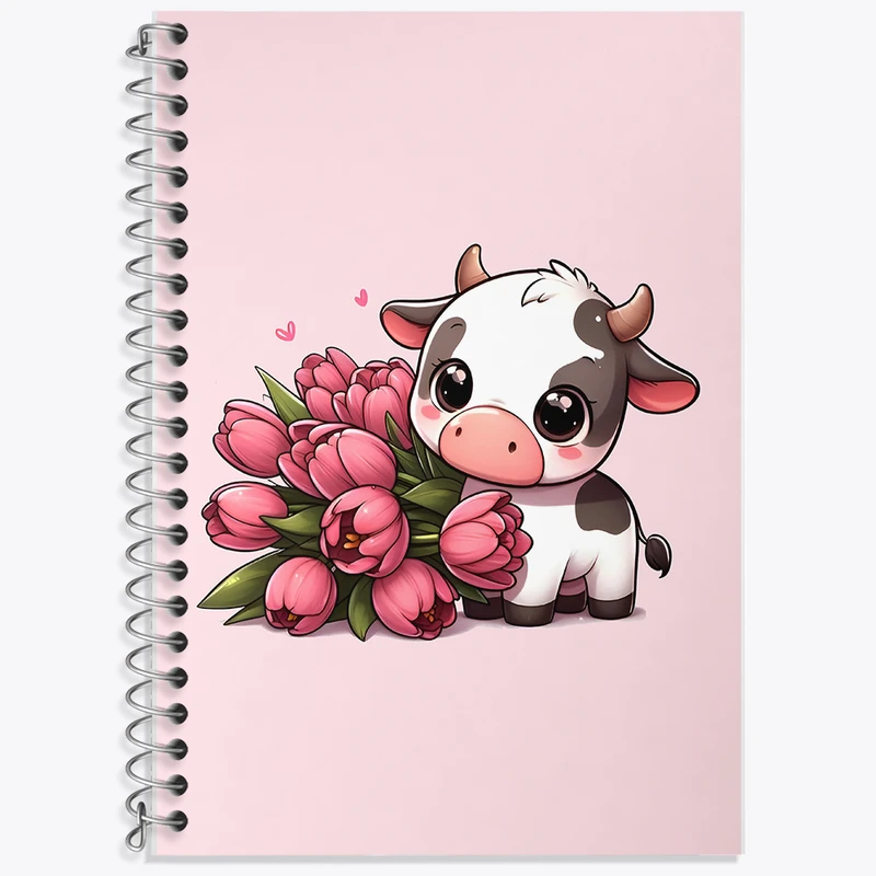 دفتر زبان 50 برگ خندالو مدل دو خط طرح گاو بامزه کد F8419