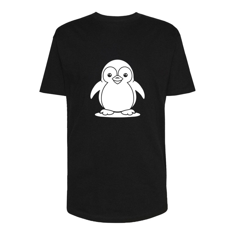 تی شرت لانگ زنانه مدل پنگوئن کد Sh158 رنگ مشکی
