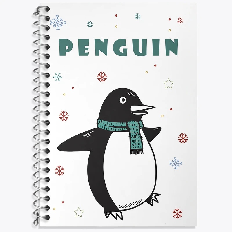 دفتر زبان 50 برگ خندالو مدل سه خط طرح پنگوئن کیوت کد N2535