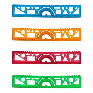 خط‌کش 30 سانتی‌متری مدل نقاله دار ژله ای بسته 4 عددی