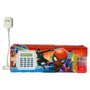 جامدادی مدل ماشین حساب دار طرح مردعنکبوتی به همراه چراغ مطالعه