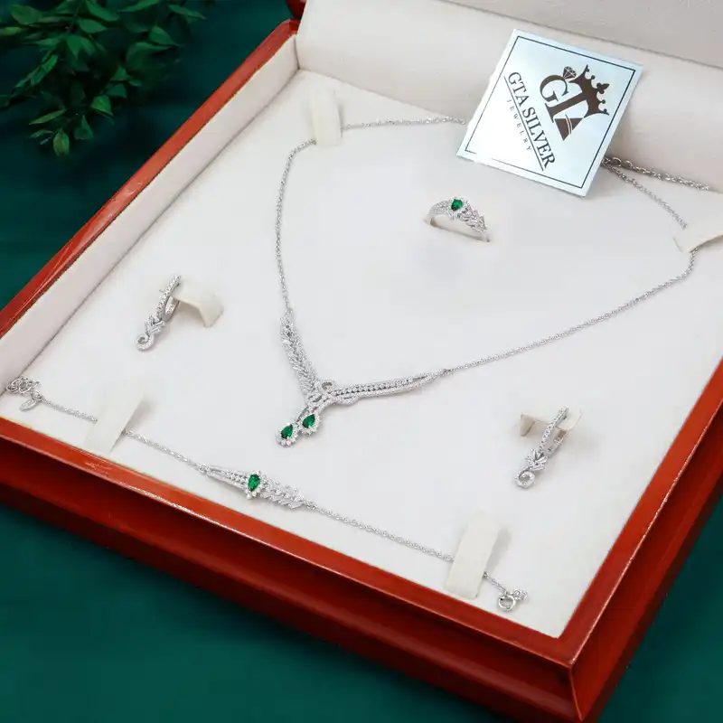 سرویس نقره زنانه جی تی ای مدل زنجیری