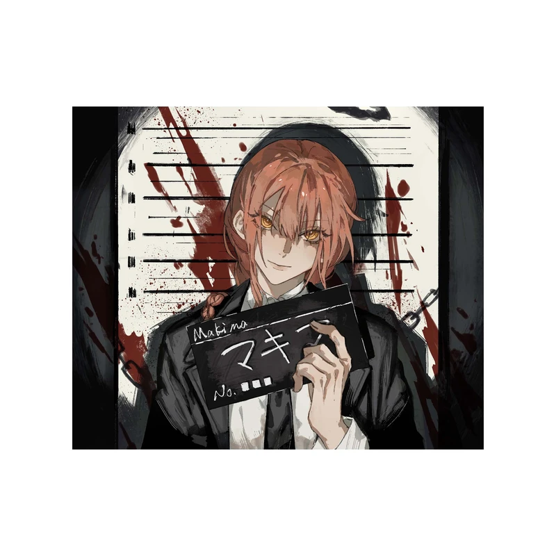 استیکر لپ تاپ و موبایل مدل انیمه طرح مرد اره ای ماکیما Chainsaw Man Makima کد 3259