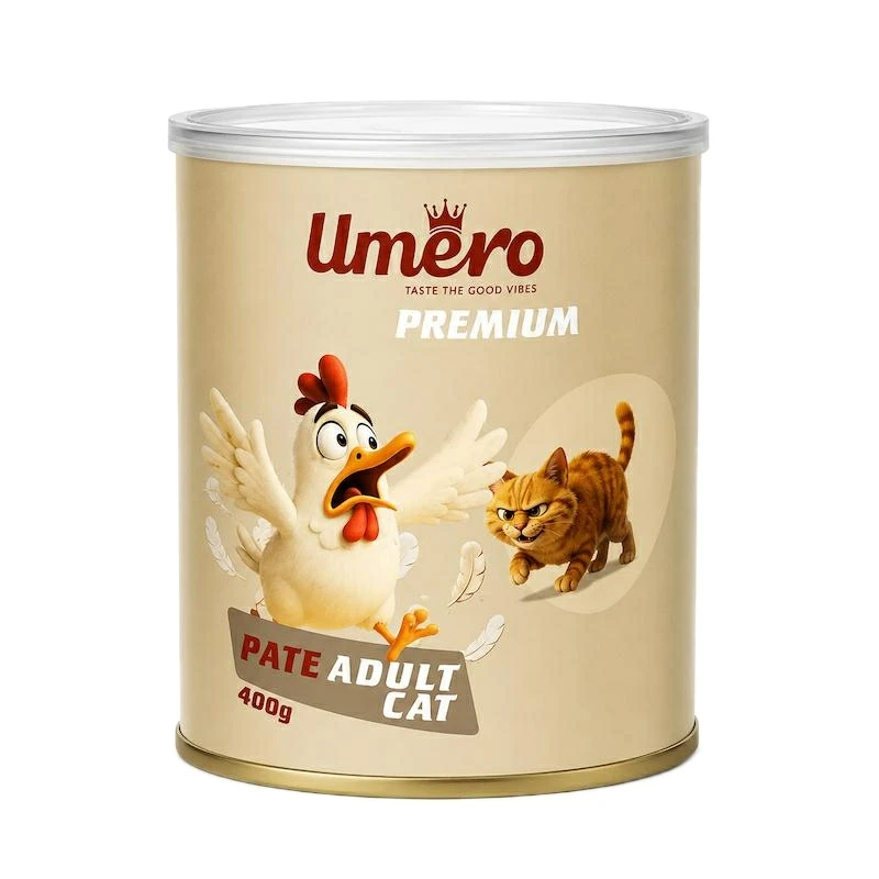 کنسرو غذای گربه بالغ اومرو مدل PATE ADULT CAT طعم مرغ وزن 400 گرم