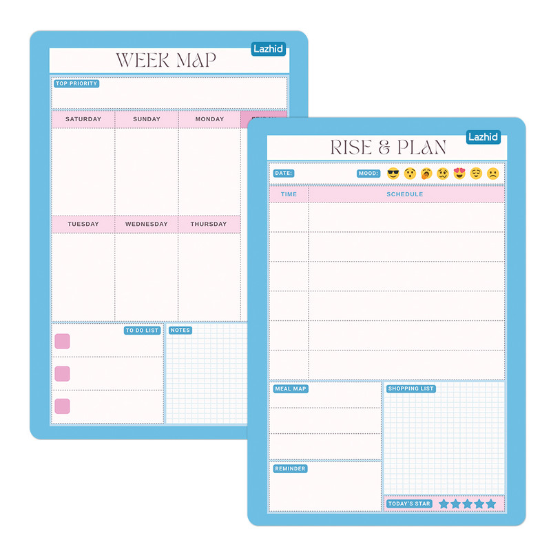 تخته وایت برد لاژید مدل آهنربایی طرح پلنر روزانه و هفتگی سایز 20X30 سانتیمتر مجموعه 2 عددی