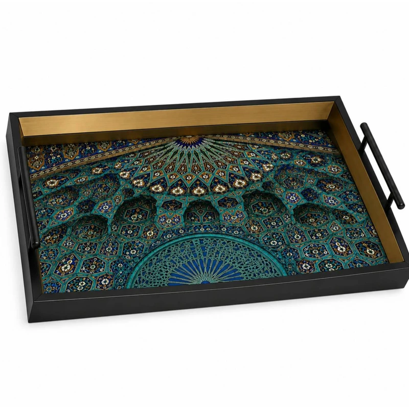 سینی دسته دار مدل دکوراتیو سایز 40*30 سانتی متر 
