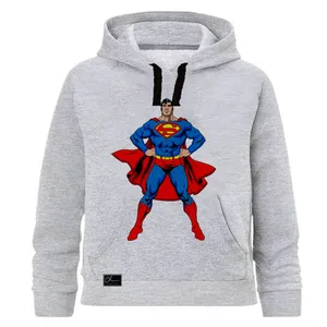 هودی پسرانه چاپیستا طرح سوپرمن کد J104 رنگ طوسی