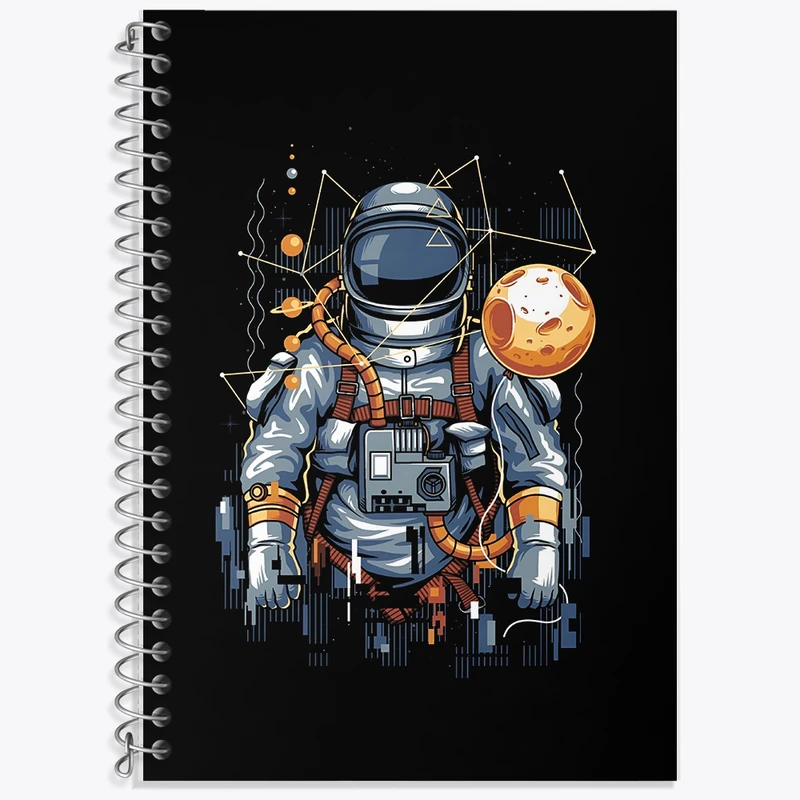 دفتر زبان 50 برگ خندالو مدل سه خط طرح فضانورد کد F6025