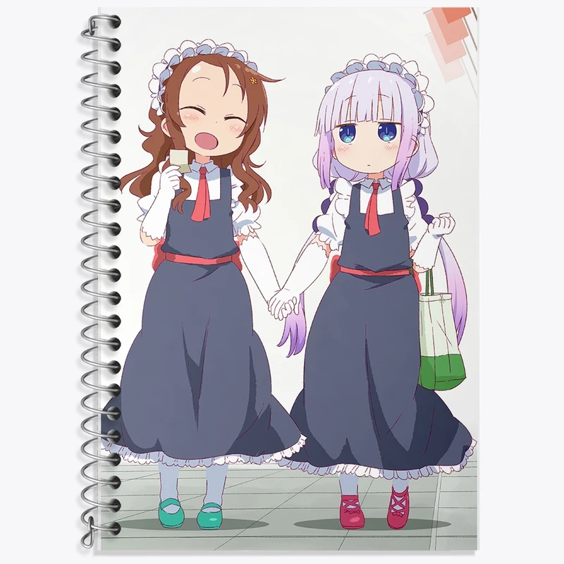 دفتر زبان 50 برگ خندالو مدل سه خط طرح سایکاوا و کانا انیمه اژدهای خدمتکار کوبایاشی کد 36309