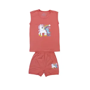 ست تاپ و شلوارک دخترانه مدل یونیکورن